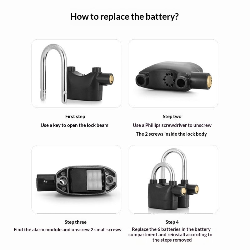 Cadenas-alarme moto et scooter — vue 3